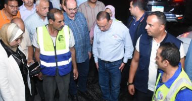 محافظ الإسكندرية يشهد تطبيق نموذج محاكاة لاختبار  طلمبات الصرف الصحي بنفق كليوباترا