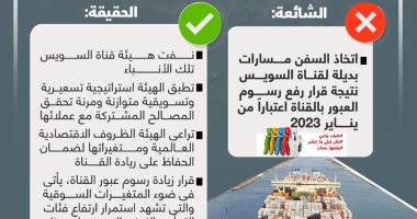 خليك واعى.. الحكومة تنفى اتخاذ السفن مسارات بديلة لقناة السويس (إنفوجراف)