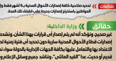 أخبار مصر.. الداخلية تنفى تحديد صلاحية كافة إصدارات الأحوال المدنية بـ6 أشهر