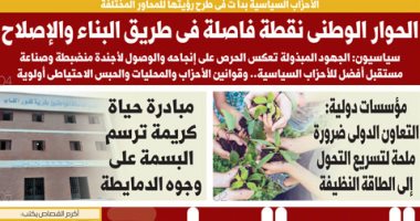 الحوار الوطنى نقطة فاصلة فى طريق البناء والإصلاح.. غدا فى اليوم السابع