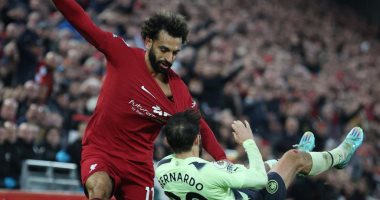 محمد صلاح يسجل الهدف رقم 100 بالقدم اليسرى