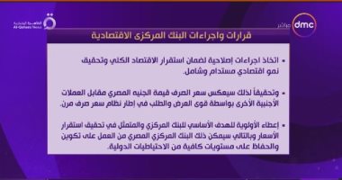 مساء دى إم سى يعرض تقريرا حول قرارات وإجراءات البنك المركزى