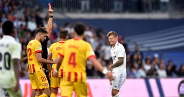 ريال مدريد ضد جيرونا.. توني كروس يتعرض للطرد لأول مرة في مسيرته