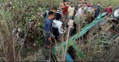 أسماء المصابين الـ13 فى حادث تصادم بين ميكروباص وجرار زراعى بكفر الشيخ