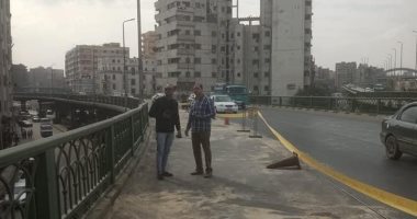 استمرار أعمال صيانة ورفع كفاءة كوبرى الجيزة المعدنى