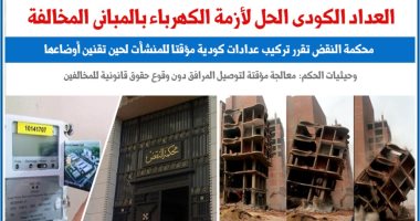 تركيب عدادات كودية مؤقتة للمبانى المخالفة لحين تقنين الأوضاع..نقلا عن برلماني