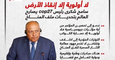 سامح شكرى رئيس cop27 يصارح العالم بتحديات ملف المناخ.. إنفوجراف 