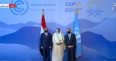 الرئيس السيسى وجوتيريش يستقبلان ولى عهد الكويت قبل بدء قمة المناخ