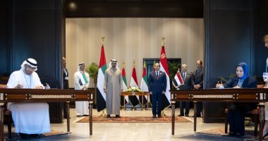 الشيخ محمد بن زايد يحتفى بتوقيع اتفاقية إنشاء أكبر مشروعات لطاقة الرياح فى مصر