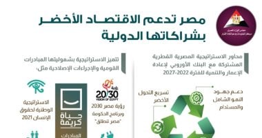 معلومات الوزراء: مصر تدعم الاقتصاد الأخضر بشراكاتها الدولية    