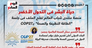 منصة منتدى شباب العالم تفتح ملف "التحول للأخضر" فى COP27.. إنفوجراف