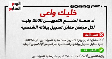 حقيقة تقديم 2500 جنيه منحة للمواطنين مقابل تسجيل بياناتهم الشخصية.. إنفوجراف