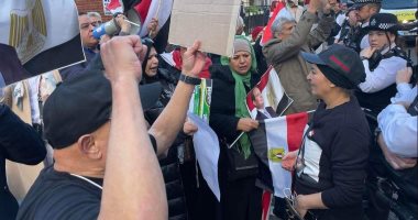 وقفة للجالية المصرية ببريطانيا: نحن فداء للدولة المصرية ورئيسها.. فيديو