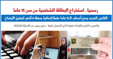 رسميا.. استخراج بطاقة تحقيق الشخصية من سن 15 عاما.. نقلا عن برلماني