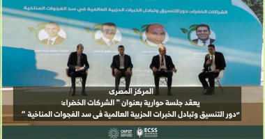 المركز المصرى للدراسات ينظم 4 جلسات حوارية فى المنطقة الخضراء بمشاركة أحزاب ونواب ومقررى الحوار.. تناولت الآثار الناجمة عن التغيرات المناخية والتعليم والتنمية والشراكات الخضراء والعدالة المناخية وقضايا البيئة