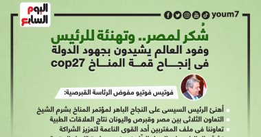 شُكر لمصر وتهنئة للرئيس.. وفود العالم يشيدون بجهود الدولة فى إنجاح قمة المناخ