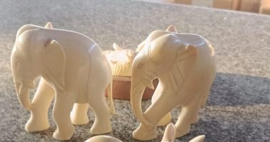 جمارك الصادرات الجوية تضبط محاولة تهريب 3 تماثيل من العاج.. صور