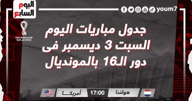 جدول مباريات اليوم السبت فى ثمن نهائي كأس العالم 2022.. إنفو جراف