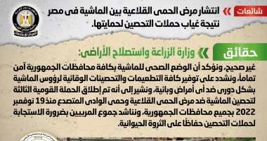 الحكومة تنفى انتشار مرض الحمى القلاعية بين الماشية فى مصر 
