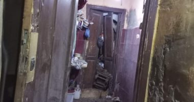انهيار جزئى لعقار غرب الإسكندرية نتيجة نشوب حريق بالدور الأخير 