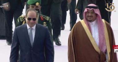 لحظة وصول الرئيس السيسى الأراضى السعودية للمشاركة فى القمة العربية الصينية