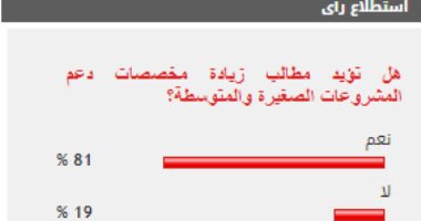 81 % من القراء يؤيدون زيادة مخصصات دعم المشروعات الصغيرة والمتوسطة