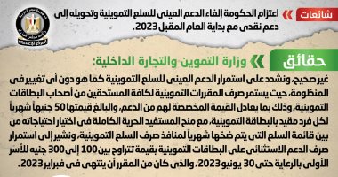 الحكومة تنفى إلغاء الدعم العينى للسلع التموينية وتحويله لدعم نقدى فى 2023