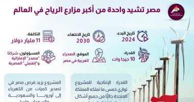 "معلومات الوزراء": مصر تشيد واحدة من أكبر مزارع الرياح فى العالم