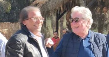 حسين فهمى وخالد يوسف من كواليس تصوير مسلسل "سر السلطان"