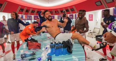 كأس العالم 2022.. احتفالات جنونية فى غرفة ملابس فرنسا بعد التأهل لنهائى المونديال