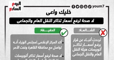 خليك واعى.. لا صحة لرفع أسعار تذاكر النقل العام والجماعى (إنفوجراف)