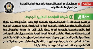 الحكومة تنفى تمويل مشروع المدينة الترفيهية بالعاصمة الإدارية من موازنة الدولة