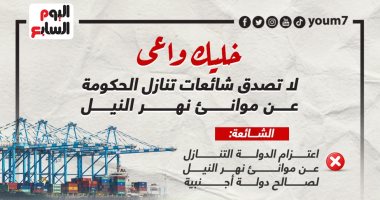 خليك واعى.. لا تصدق شائعات تنازل الحكومة عن موانئ نهر النيل.. إنفوجراف