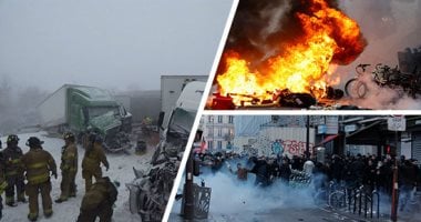 العالم هذا المساء.. مصرع 19 شخصا على الأقل بسبب العاصفة الثلجية بالولايات المتحدة الأمريكية.. مواجهات فى باريس بين الأمن ومحتجين على مقتل أكراد.. اليونان تعلن إنقاذ 147 طفلاً من حطام السفن خلال الفترة الماضية
