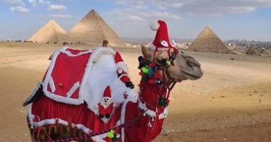الأهرامات تحتفل برأس السنة.. الجمال لابسة بابا نويل.. صور