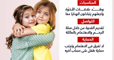 أخلاقنا الجميلة.. نصائح ذهبية علشان أطفالك "يحبوا بعض" (إنفوجراف)
