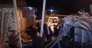 إزالة بناء مخالف على أرض زراعية في قرية البصراط بمطوبس وحالة بناء مخالف بفوه.. صور
