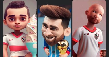 "رسامة الزمالك" صنعت بورتريها كاريكاتوريا لنجوم القلعة البيضاء بالذكاء الاصطناعى
