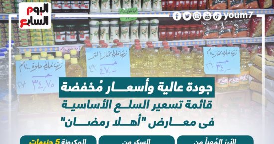 جودة عالية وأسعار مُخفضة.. قائمة تسعير السلع الأساسية فى معارض أهلا رمضان.. إنفوجراف