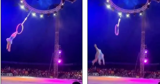 لحظة مروعة لبهلوانية سيرك سقطت أثناء أدائها لعرض في المكسيك.. صور وفيديو