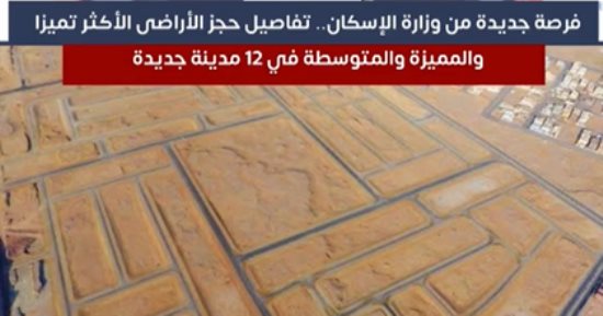 فرصة جديدة من الإسكان.. تفاصيل حجز الأراضى الأكثر تميزا والمميزة والمتوسطة "فيديو"