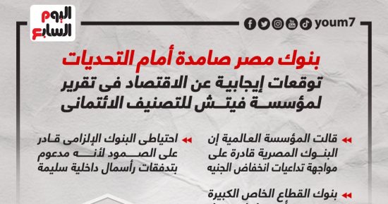 توقعات إيجابية عن الاقتصاد فى تقرير "فيتش" للتصنيف الائتمانى.. إنفوجراف