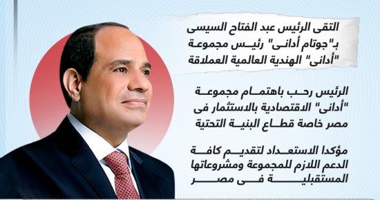 الرئيس السيسى يبحث مع رئيس مجموعة "أدانى" الهندية سبل الاستثمار (إنفوجراف)