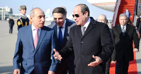 الرئيس السيسي يصل مدينة باكو عاصمة أذربيجان فى زيارة رسمية