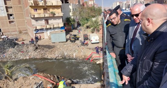 الجيزة: تحويل مسار مصرف ناهيا للقضاء على التلوث وخلق محور مرورى حيوى.. صور