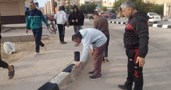 أهالى حى المساعيد غرب العريش يواصلون تجميل وتشجير الشوارع.. صور