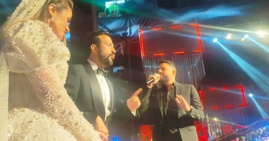 محمد حماقى وهانى رمزى وماجد المصرى فى حفل زفاف الفنان أحمد عصام 