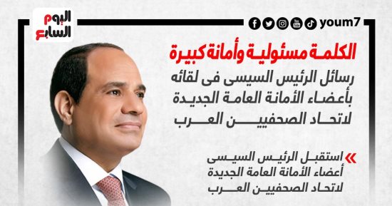 رسائل الرئيس السيسي لأعضاء الأمانة العامة لاتحاد الصحفيين العرب (إنفوجراف)