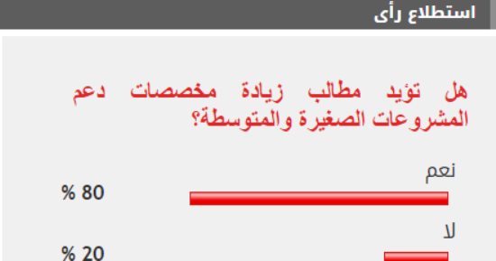 80% من القراء يطالبون بزيادة مخصصات دعم المشروعات الصغيرة والمتوسطة