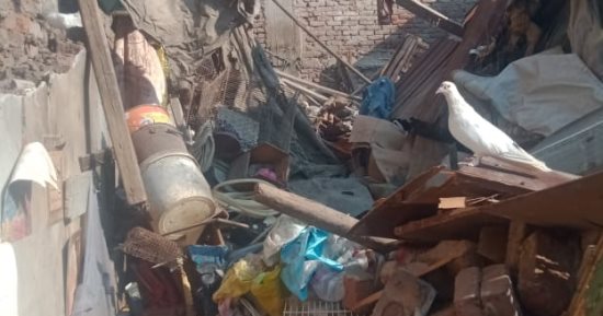لجنة هندسية لمعاينة منزل تعرض لانهيار جزئى بعد انفجار أسطوانة غاز بالغربية
